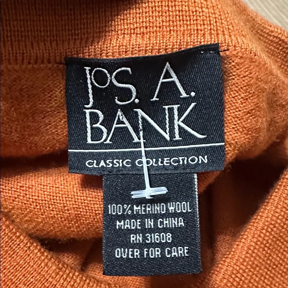 🚨SALE Jos. A. Bank Classic Orange Merino Wool Sweater size Large